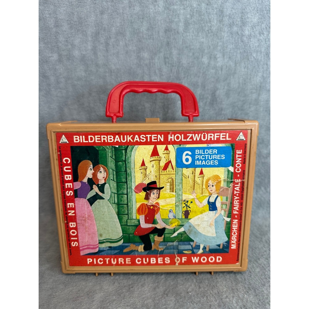 VTG German Eichhorn Wooden Picture Cubes Puzzles Kids West Germany Fairy Tales